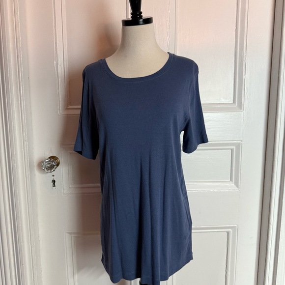 NWT Three Dots Women’s Crew-Neck Short Sleeve Tee Partly Cloudy Blue Large - Picture 10 of 11